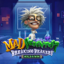Mad Scientist Breaking Beakers Logo