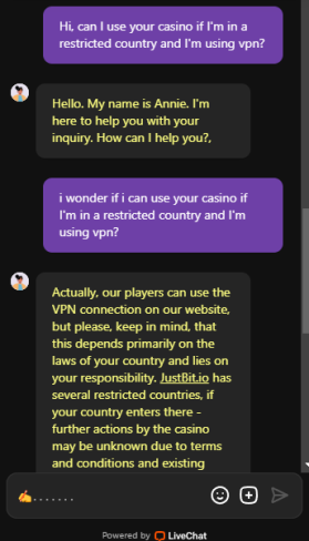 JustBit Casino Unterstützung