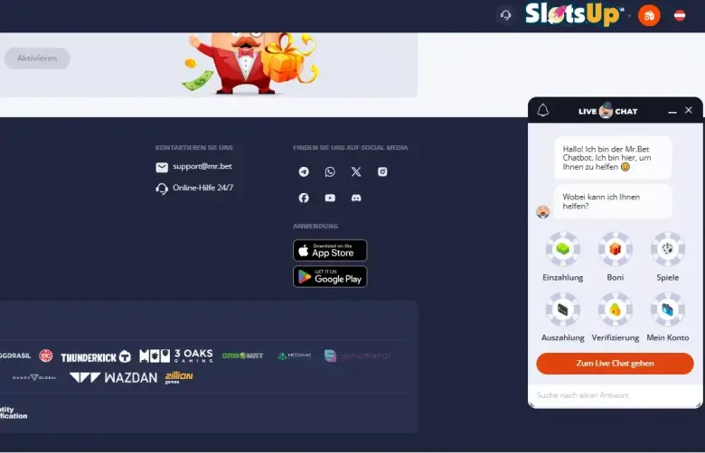 Mr.Bet Online Casino Unterstützung