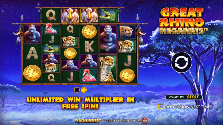 Great Rhino Megaways Main Screen