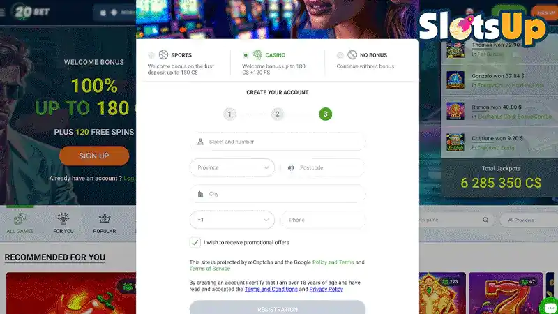20Bet Anmeldung 4