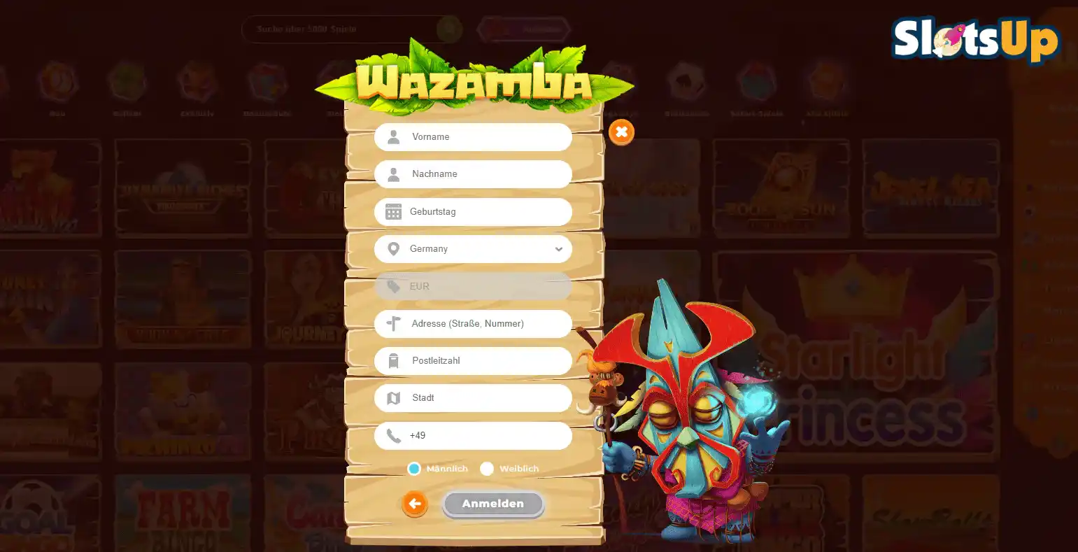 Wazamba Anmeldung 3