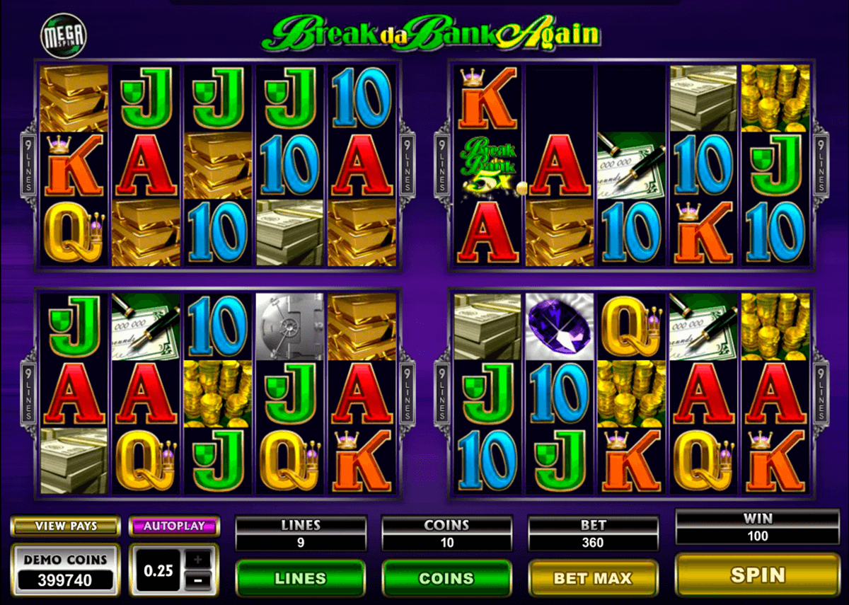 break da bank again megaspin microgaming online spielen 