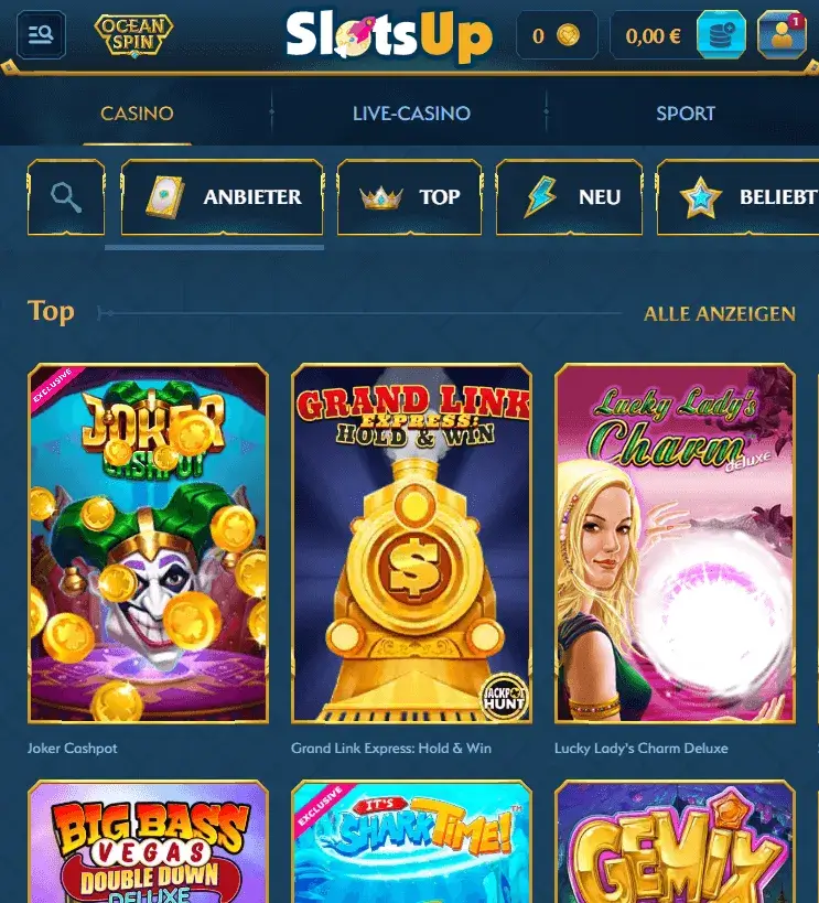 Oceanspin Casino Slots Spiele und Live Dealer Mobile